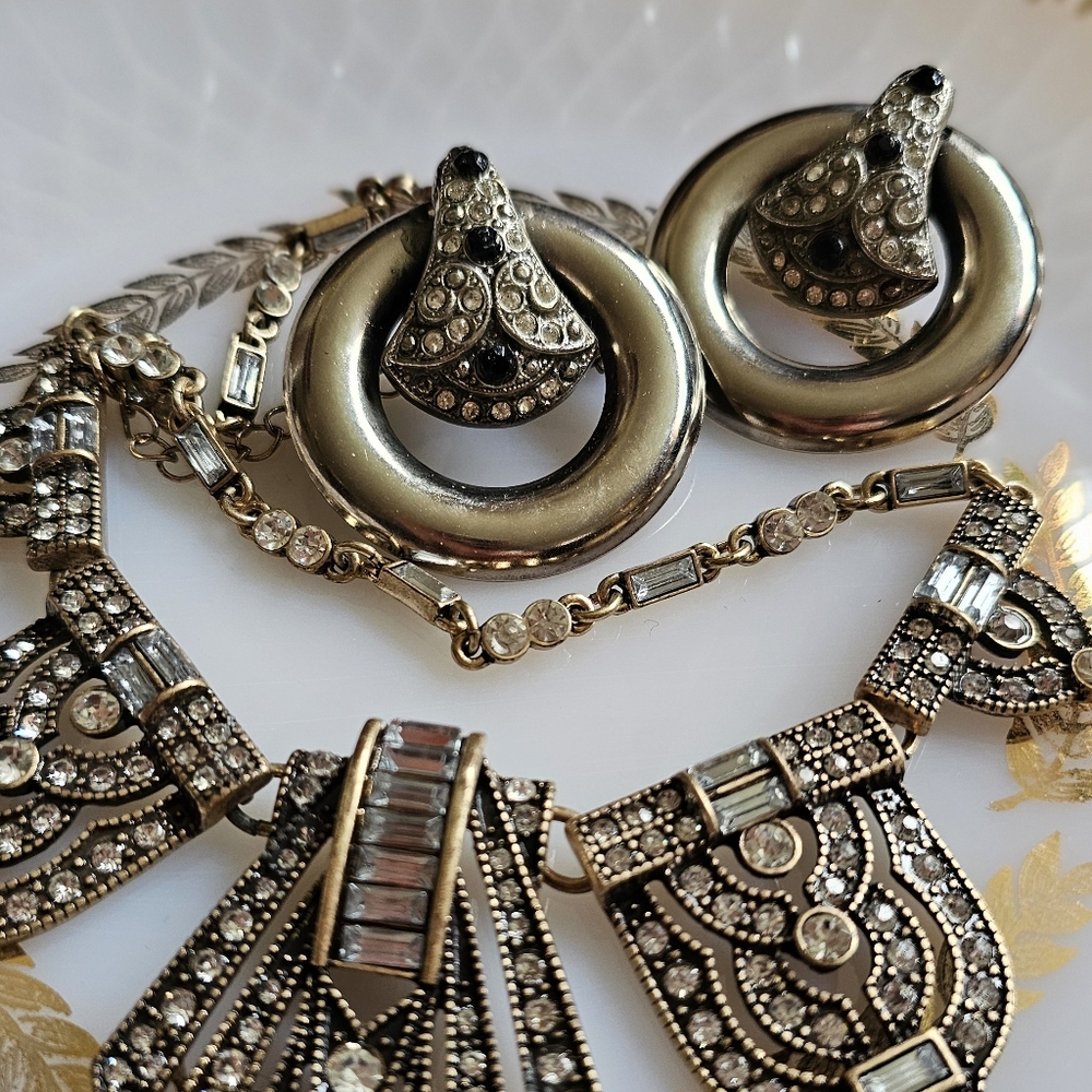 Ben-Amun Deco Style Necklace. Art Deco Necklace. Deco Wedding Jewelry. - Picture 11 of 11